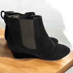 Talbots Isabel Black Suede Leather Wedge Booties Size 6